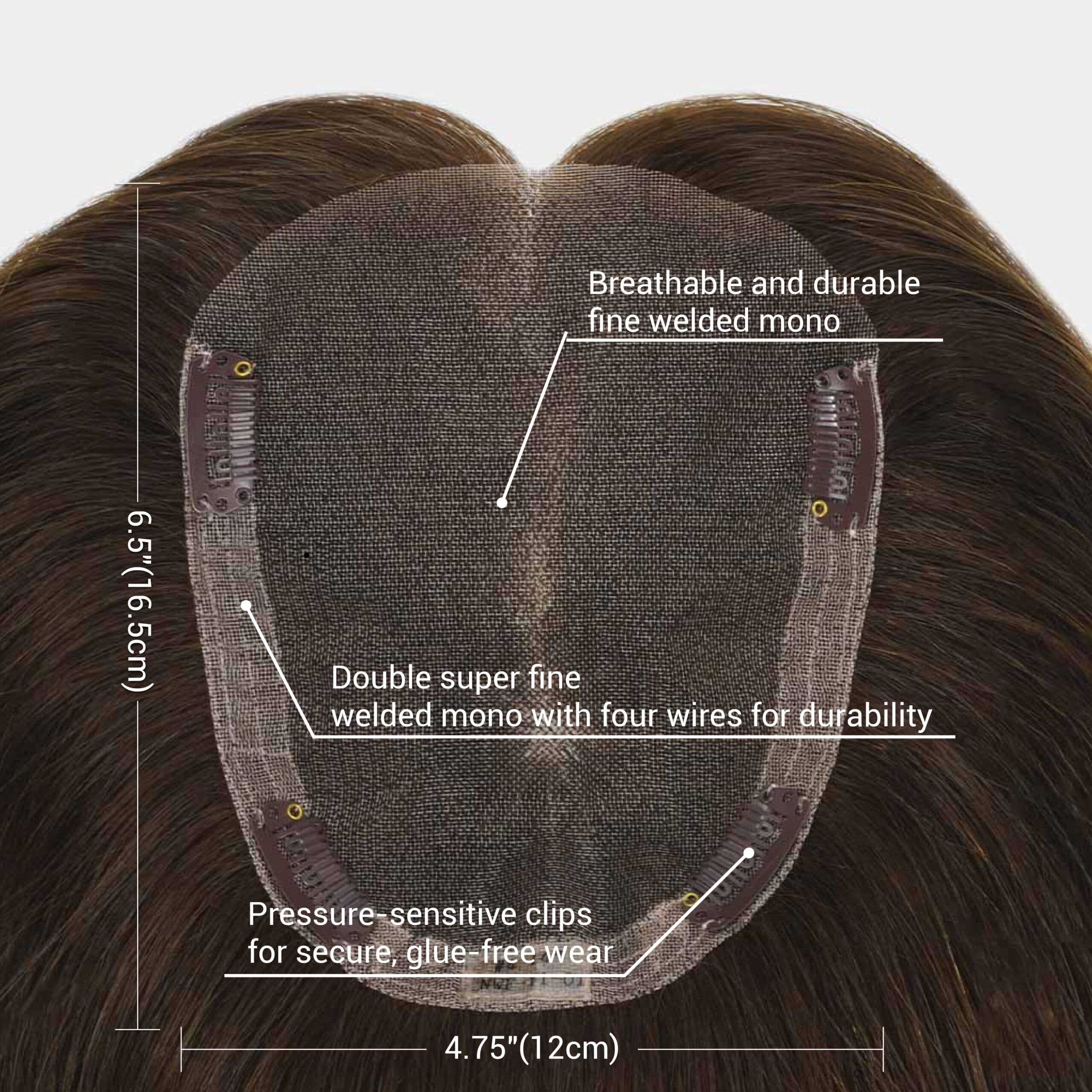ELOISE Fine Welded Mono Human Hair Topper with Cuticle-Aligned Mongolian Hair thumbnail 5