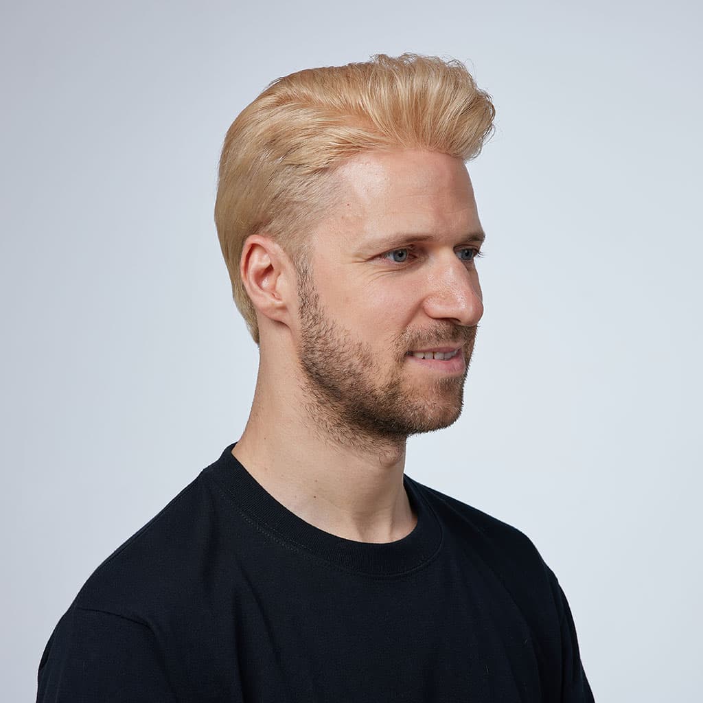 HS1R Thin Skin Men's Toupee Hair Systems 0.08 mm Remy Hair Transparent Poly Skin thumbnail 17