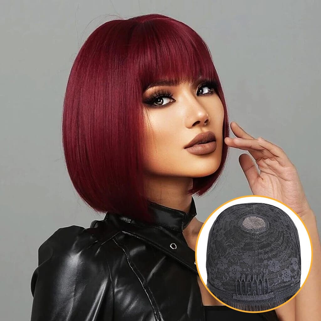 LXM-O  Black Blonde Bob Wig With Bangs Wholesale